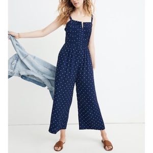 Madewell Pintuck Cami Jumpsuit in Polka Dot